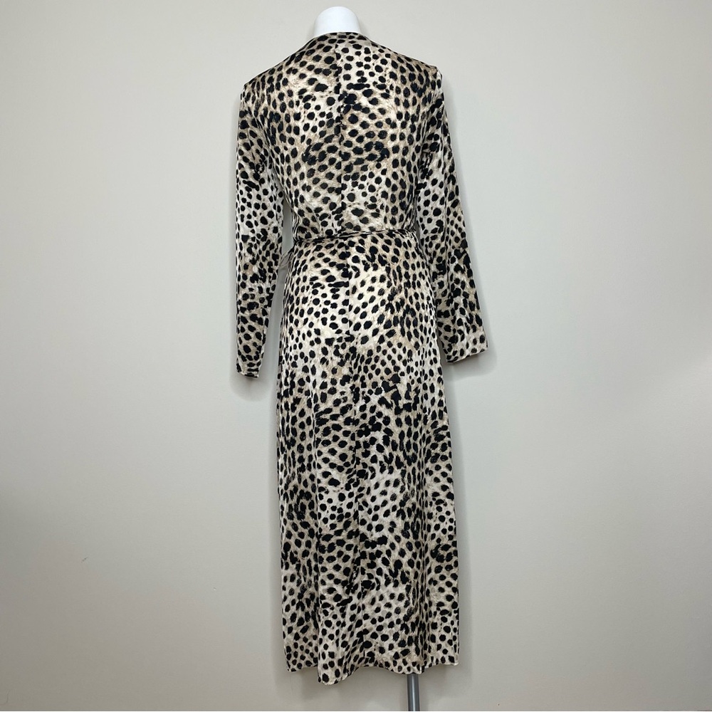 H&M Animal Print Long Sleeve Silky Wrap Dress - Picture 2 of 7